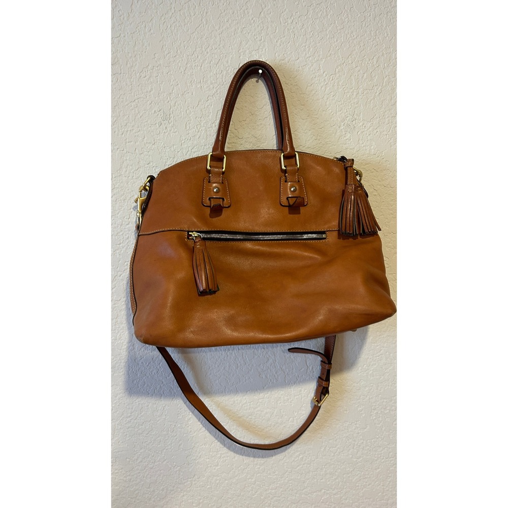 Dooney & Bourke Florentine Clayton Satchel Chestnut Leather Crossbody Handbag - Picture 9 of 16